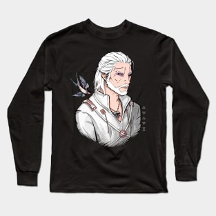 White Wolf and Swallow Long Sleeve T-Shirt